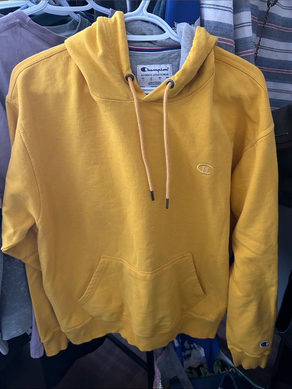 Champion Men's Mustard Yellow Pullover Hoodie